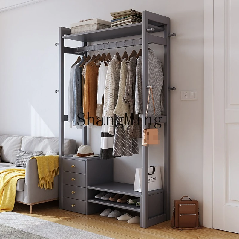 

ZYY all-solid wood floor-to-ceiling coat rack, bedroom hanging clothes integrated household living room door hanger storage