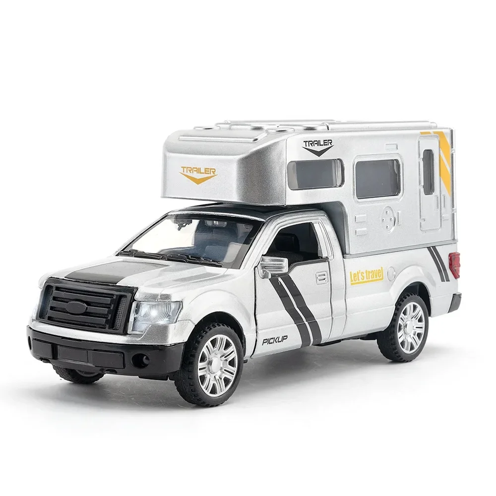 1:32 فورد F-150 RV شاحنة خفيفة صغيرة سبيكة يموت يلقي سيارات لعبة نموذج الصوت والضوء لعبة أطفال المقتنيات هدية عيد ميلاد الموضة أو