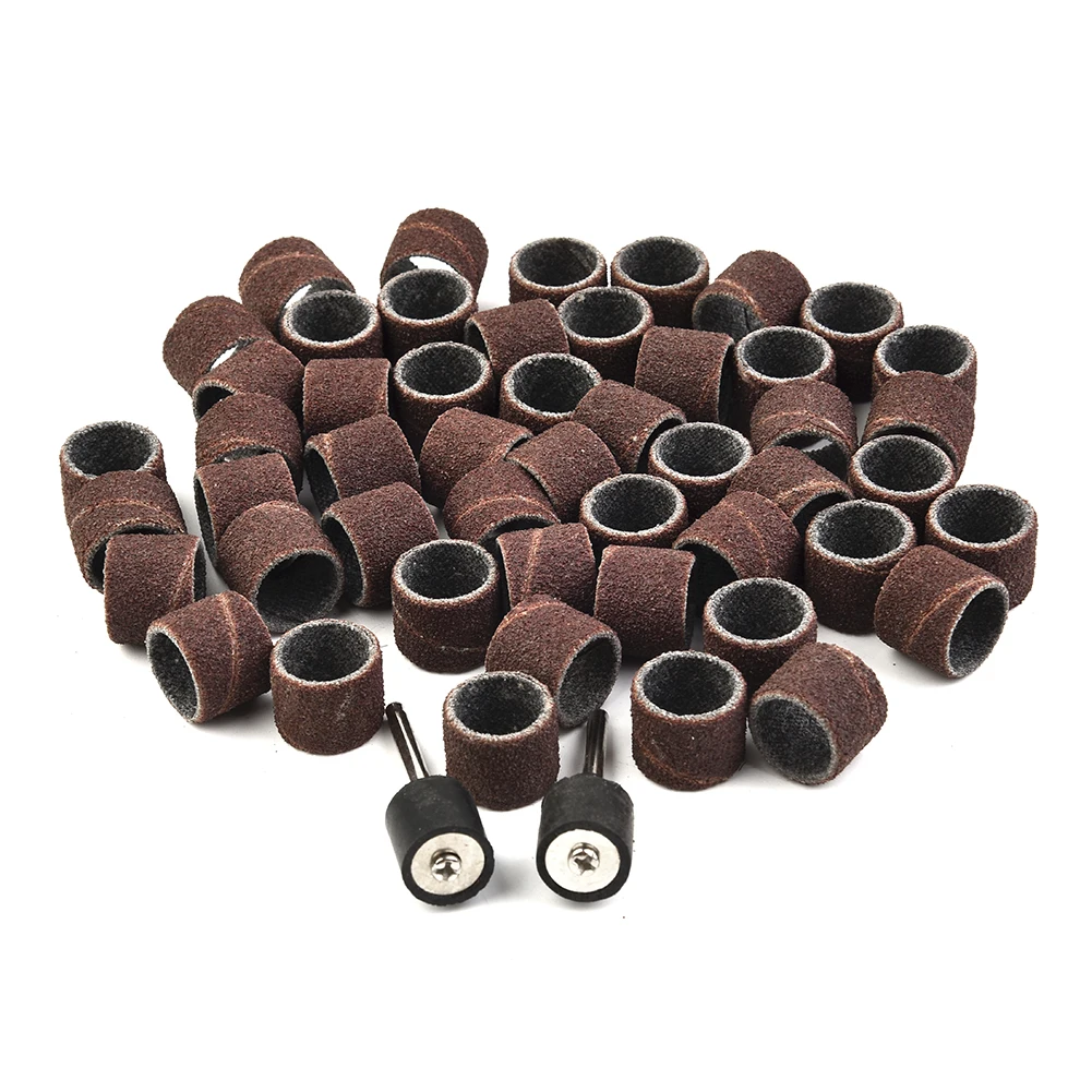 100 Sanding Drum Bands Sleeves 80 Grit with 2 Mandrels for Rotary Tool 1/2 Inch Drum Diameter 1/8 Inch Shank for Detail Sanding