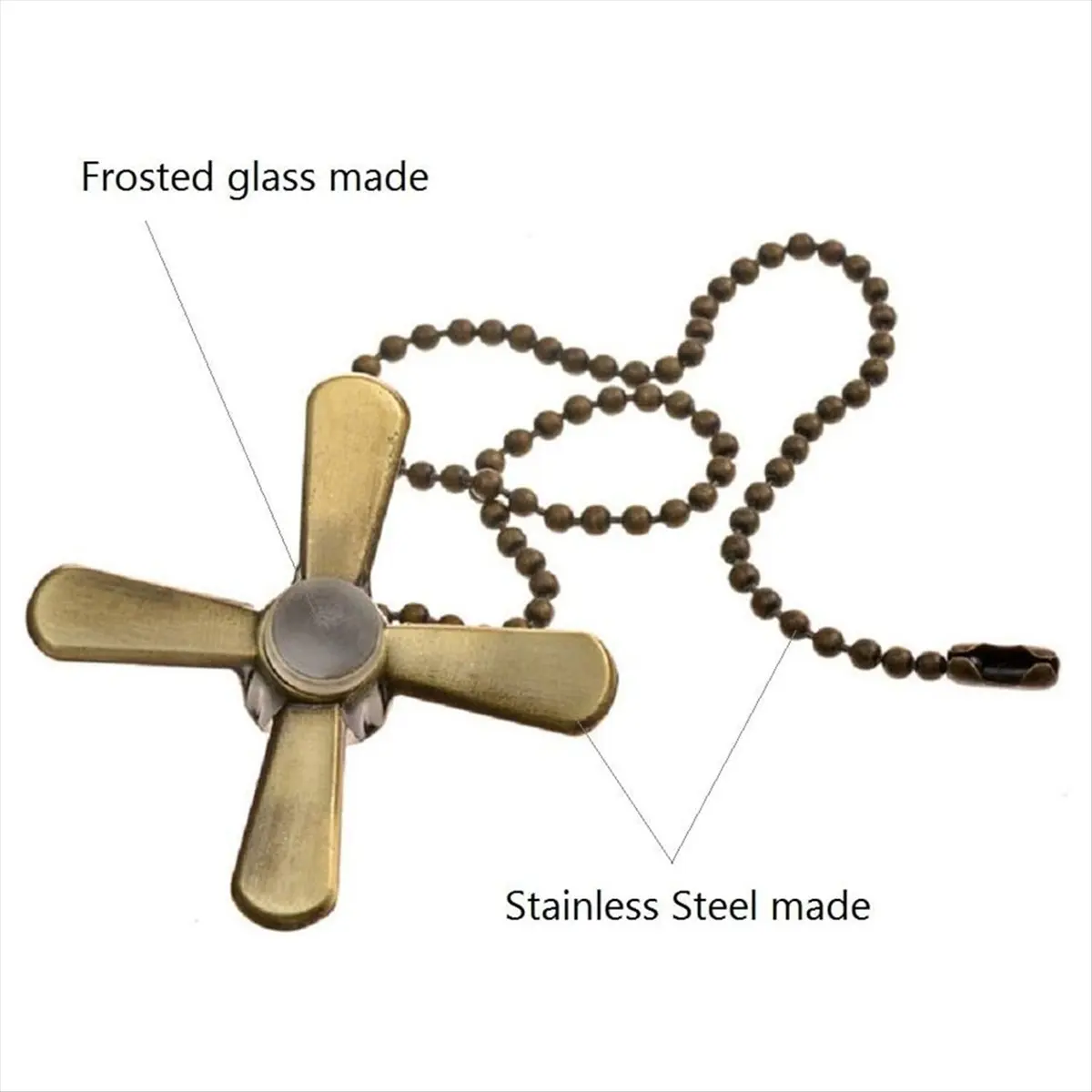 Set di catenelle per ventilatore da soffitto - 13,6 pollici, rame, design ventola e lampadina, 2 pezzi oro