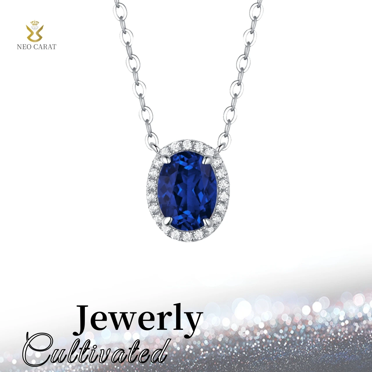 

1.5 Carat Lab-Grown Colored Gemstone Necklace Oval 925 Sterling Silver Women's Necklace Classic and Elegant Fine Jewelry Gift