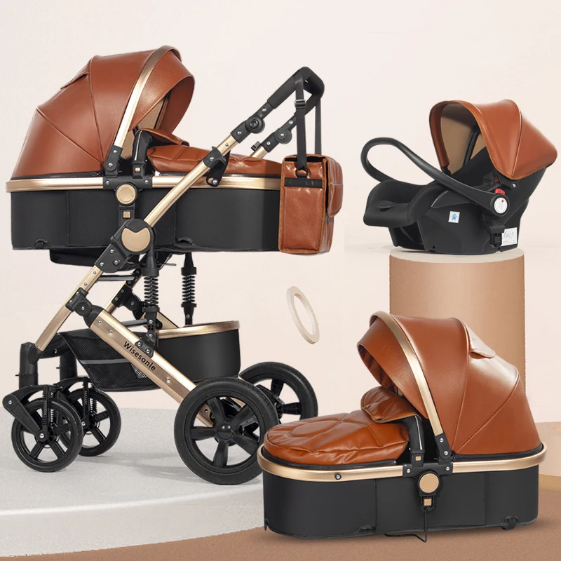 

Luxury Baby Stroller 3 in 1 Folding bi-directional high landscape stroller with carseat baby pram china