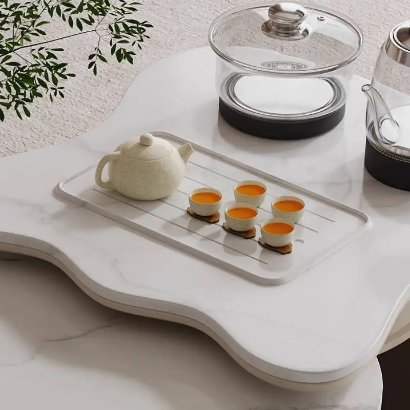 طاولات قهوة بيج بتصميم كلاسيكي، تخزين مخفي، طاولة قهوة بتصميم ياباني، أثاث منزلي حديث باللون الأبيض ميسا دي سنترو سالا