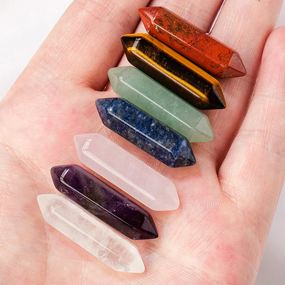 Natural stone chakra amethyst Tigereye Stone Topaz twin tip crystal pillar Quartz Reiki Healing meditation Purification Divinati