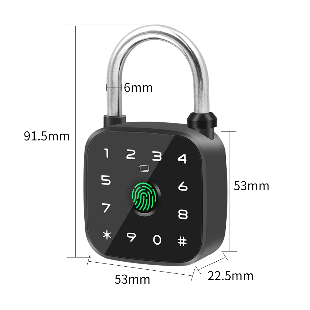 Intelligent Fingerprint Padlock Supports Tuya APP RFID Card Type-C Emergency Power Waterproof Outdoor Key Door Lock gallery 5