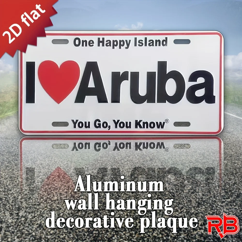 2D Flat Aruba Love Metal Sign - Metal UV Printed Wall Decor, 11.81X5.9 Inches, Suitable for Indoor/Outdoor Use, Perfect for Home