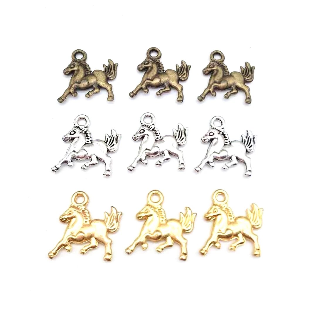 Wholesal 33 pcs 15X14mm Cute Pony Charms Pendants Earrings Necklace Bracelet Ankle Accessories for Jewelry Making Findings