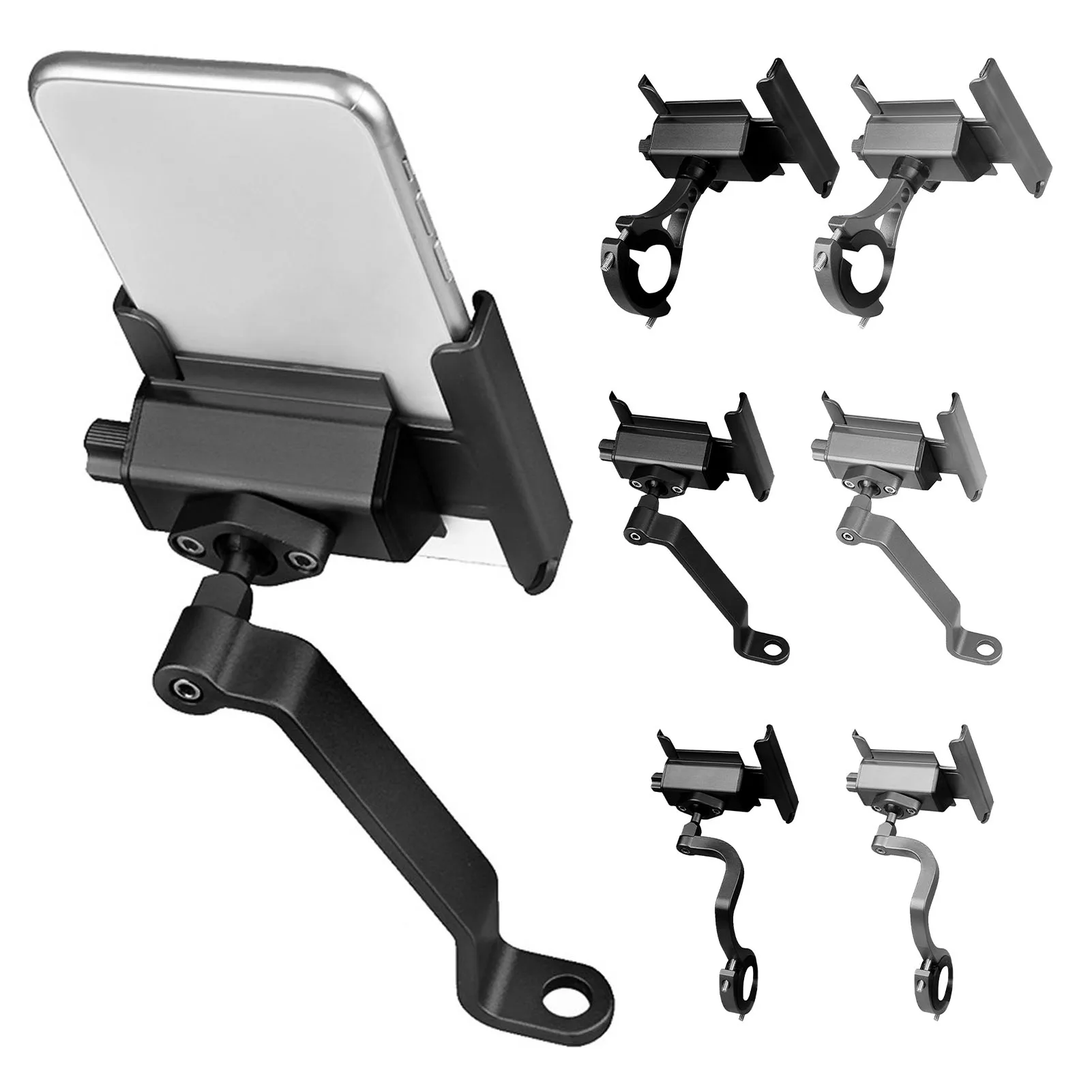 Aluminum Motorcycle Mountain Bicycle Phone Holder Stand Adjustable Moto Handlebar Rearview Mirror Cellphone Mount