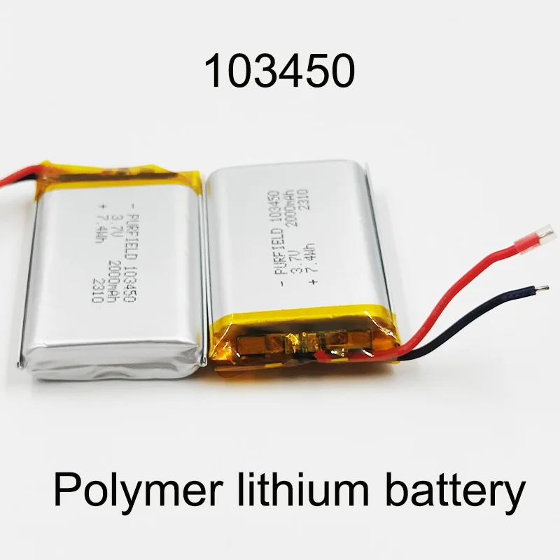 Batería recargable de polímero de litio, 3,7 V, 2000mAh, para banco de energía, batería electrónica, 103450 baterías de polímero de litio