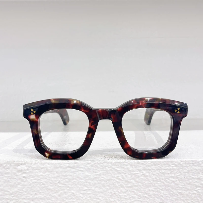 Top Quality France Designer Glasses Frame Luxury Acetate Square Tortoise POLI Myopia Reading Progressive Retro Handmade Eyewear