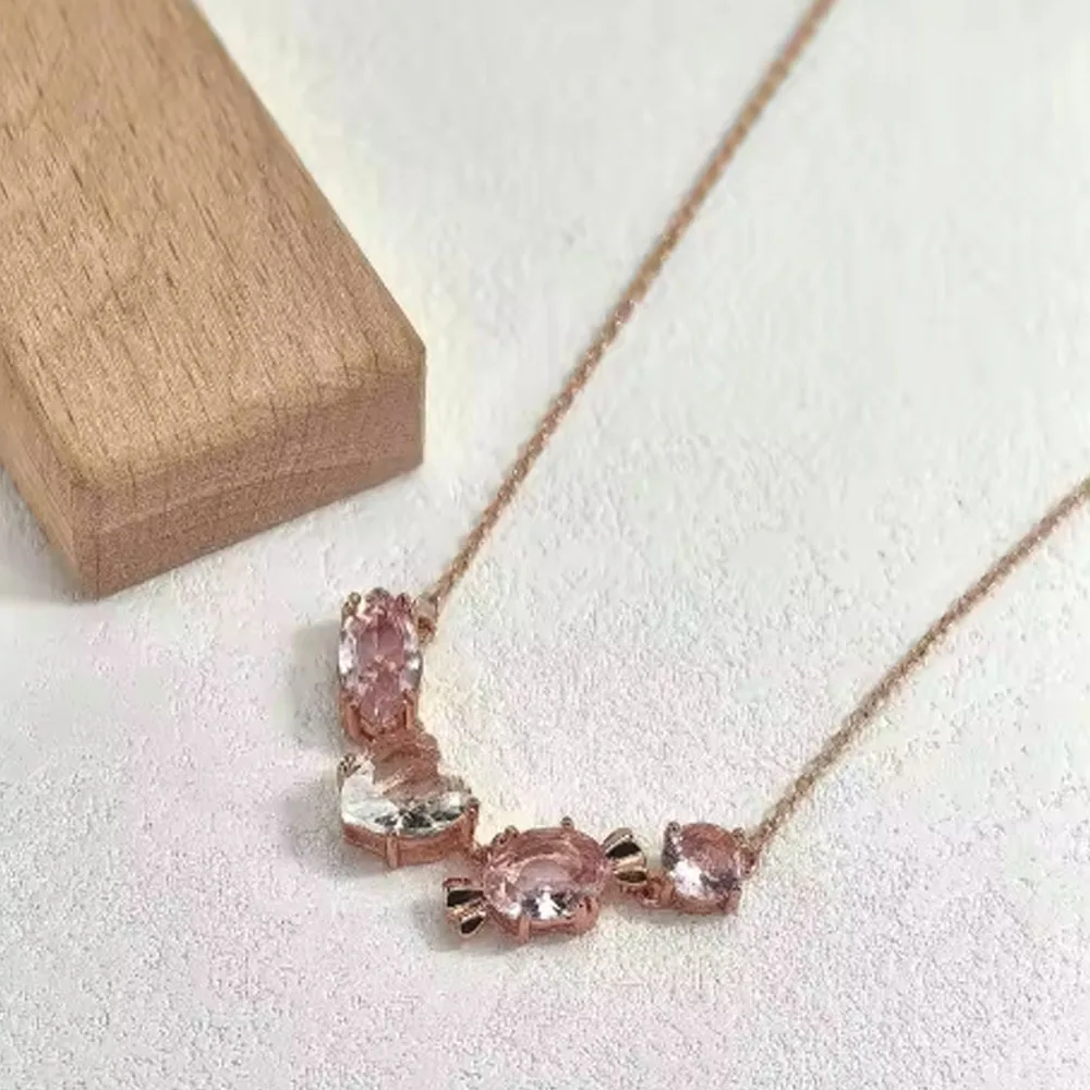 الأصلي 2025 سحر الوردي زهرة أقراط مجموعة مجوهرات فاخرة للنساء زهرة قلادة القلب سوار هدية رومانسية