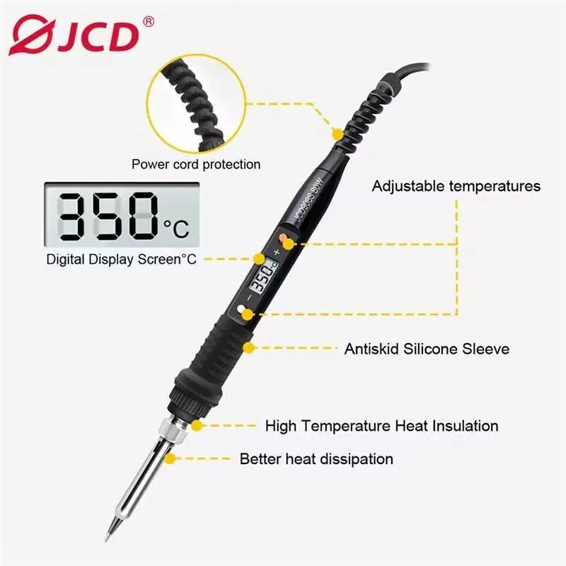 JCD 908S Digital Electric Soldering Iron Temperature Adjustable 220V/10V 80W LCD Display Ceramic Heater Welding Repair Tool Kit image 6