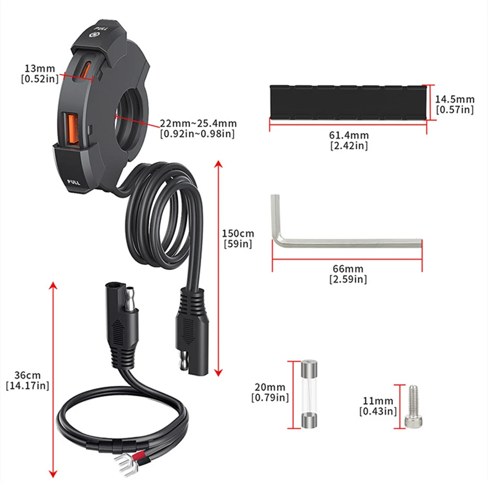 Waterproof PD 30W Motorcycle Handlebar USB Charger QC3.0 Type C Moto Adapter Power Supply Socket For Moto Phone Charger 12V 24V