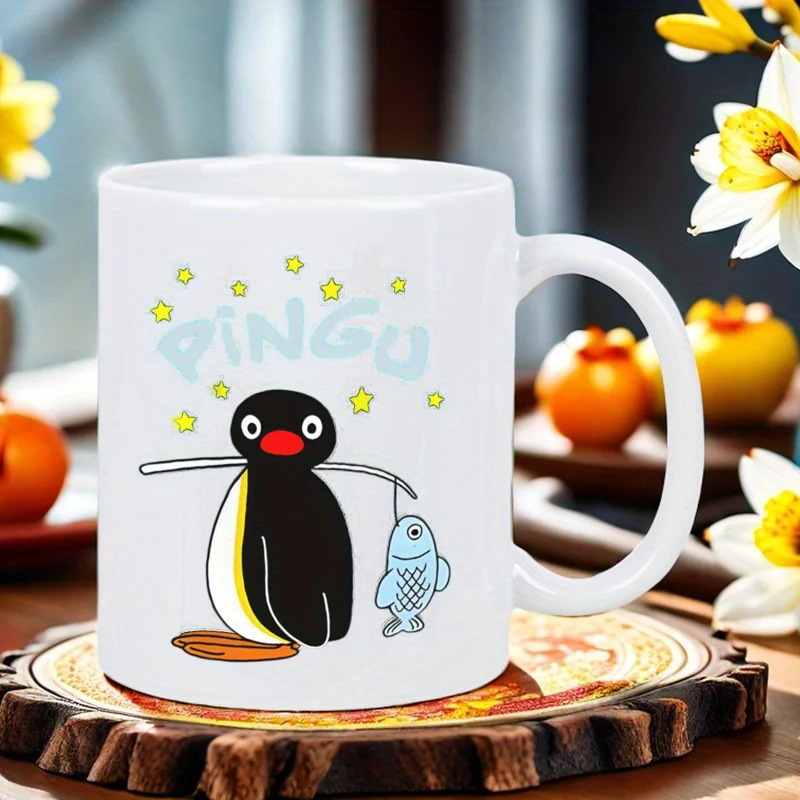 

Симпатичная керамическая белая кружка Pingu Penguin Fishing, новинка, подарок для любителей кофе и чая, идеально подходит для домашнего и офисного использования, идеальный P