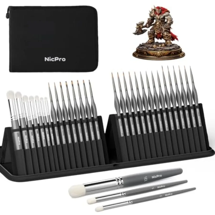 

Miniature Paint Brushes Dry Brush - Model Paint Brush Set with Nylon Case for Acrylic Oil Watercolor Detail Paint Brush Drybrus