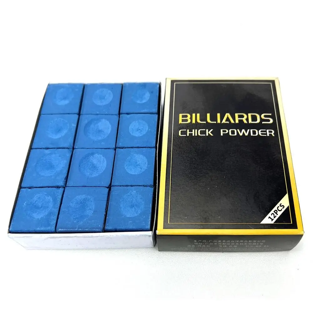 12PCS Anti Slip Billiards Cue Chalk Durable Wear-resistant Billiards Accessories Portable Professional Billiards Supplies