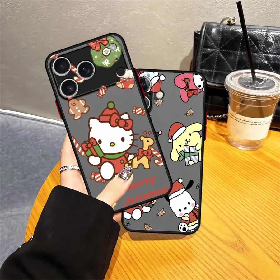 حافظة لهاتف آيفون 17 16 برو ماكس 16e 13 Mini 15 Plus XS 14 12 11 17 غطاء هاتف خلفي هوائي سانريو عيد الميلاد