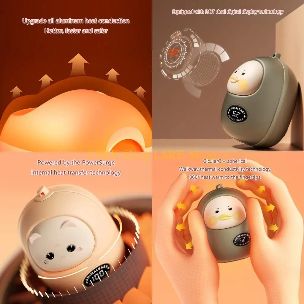 L8RE 4000mAh Charging Hand Warmer Mini Cartoon Convenient Warm Hand Treasure Rechargeable Constant Temperature Portable