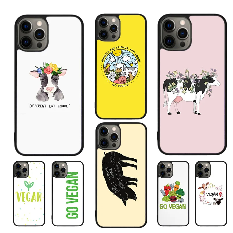 Vegan Vegetarian Quotes Phone Case For iPhone 16 15 14 11 12 13 mini Pro  XR XS MAX Plus coque Cover Shell