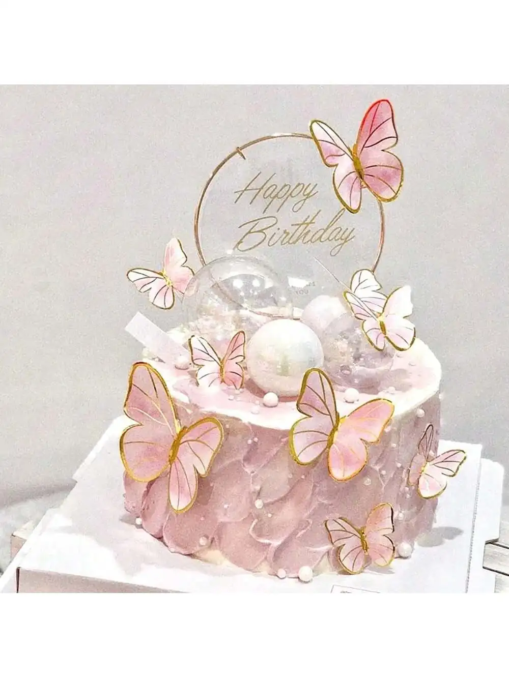 11pcs-Butterfly Cake Top Hat, Butterfly Cupcake Top Hat Happy Birthday Metal Gold Cake Girl Birthday Cake Party Decoration