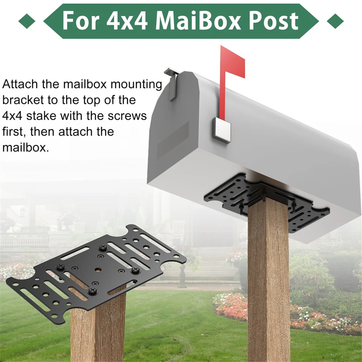 A002 Mailbox Mounting Bracket,Universal Mounting Adapter Plate Fit Wood or Hollow Posts for Most Post Mount Mailboxes