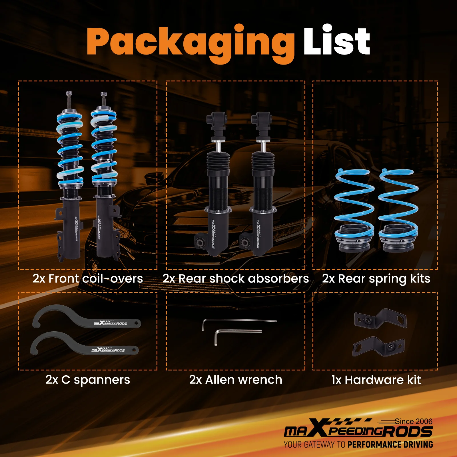 

24 Way Damper Adjustable Coilovers Shocks Springs Kit For Kia Soul 10-13