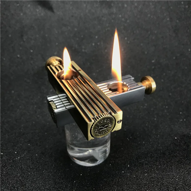 Grinding Wheel Flint Lighter Metal Retro Kerosene Oil Pipe Compact Lighter Cigarette Windproof Gadget Men