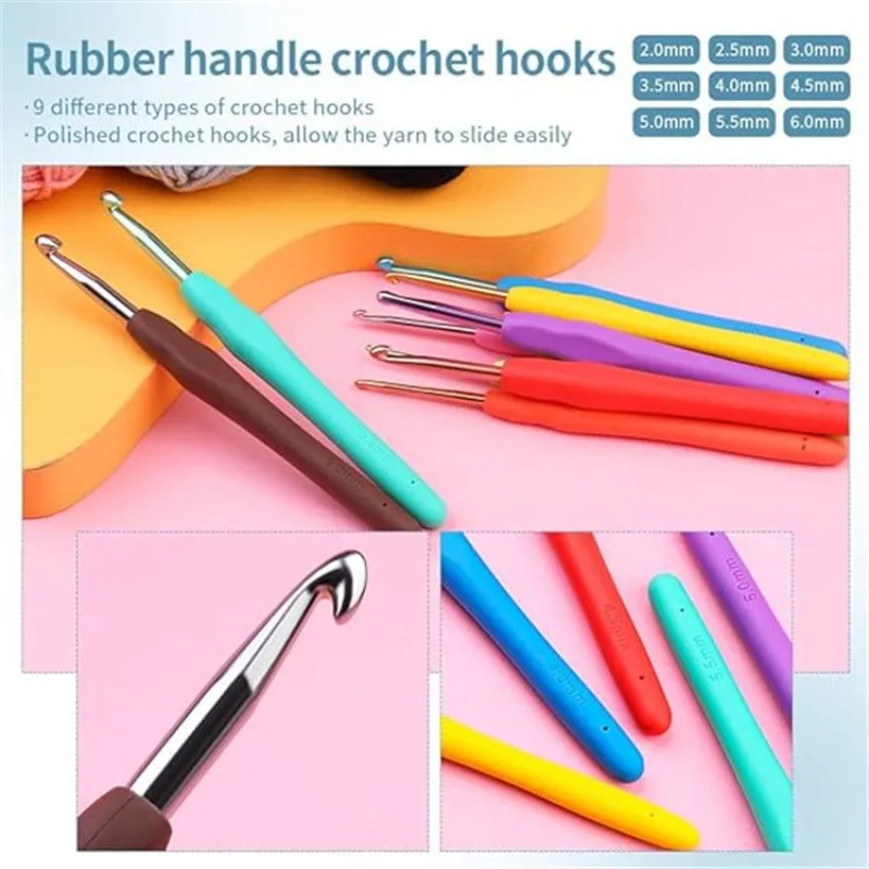 130 Piece Crochet Set, Complete with DIY Hand Woven Needle and Thread Tools, Including Yarn Storage Bag TPR Crochet Set