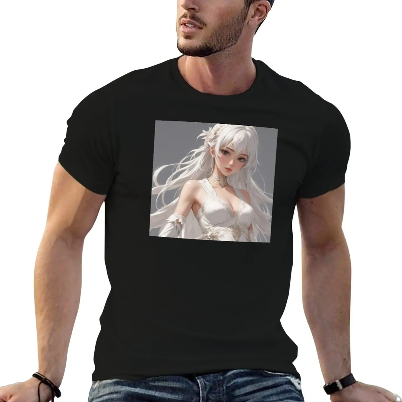 Frosty Elegance: Enchanting Anime Woman T-Shirt t shirts for man cotton cotton t shirts man 100% T-Shirt