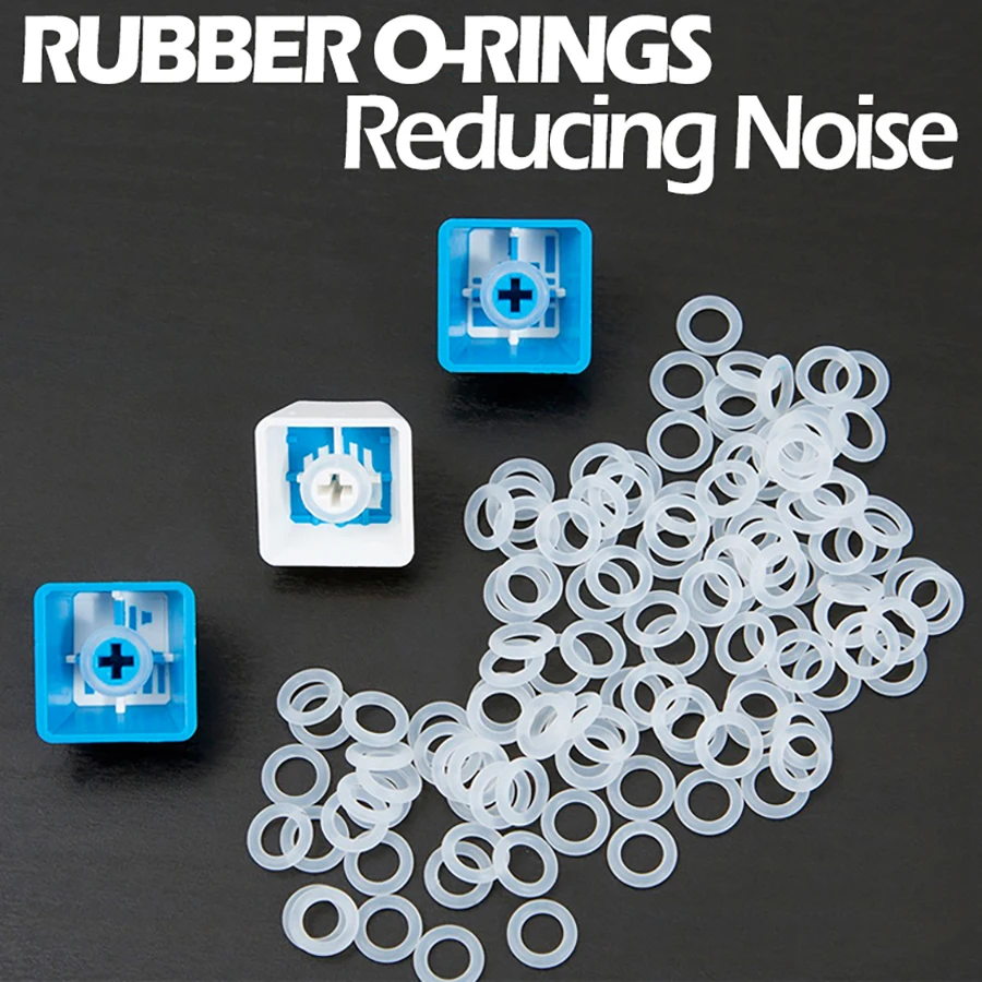 150 Stück Gummi-O-Ring-Schalter-Dämpfer-Dämpfer, stoßdämpfende Stille unter Tastenkappen für mechanische Mx-Tastatur, transparent, rot, schwarz