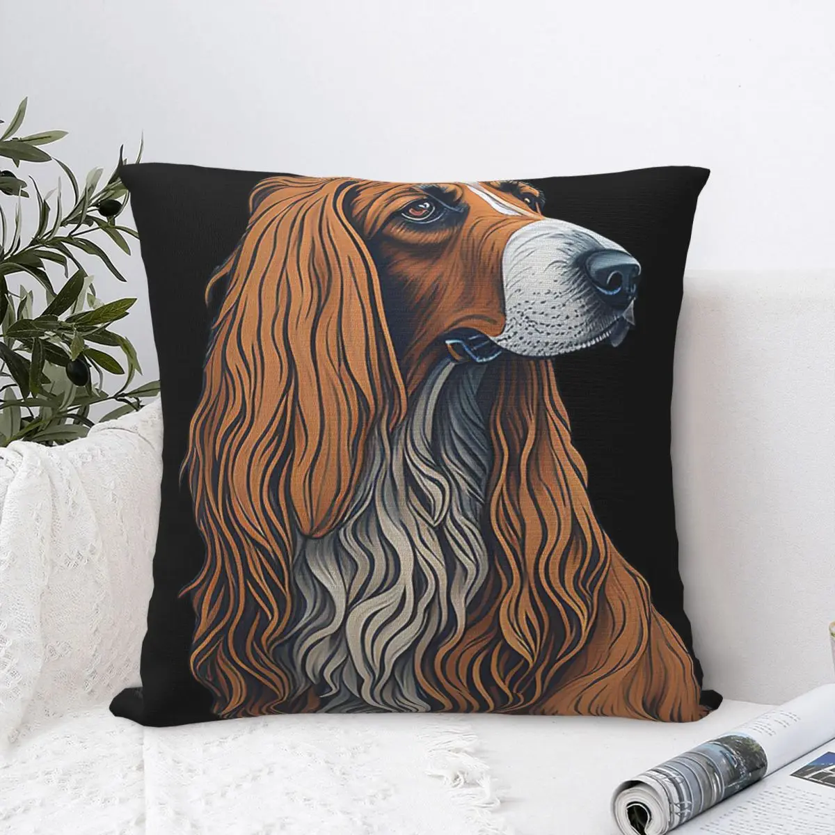 Afghan Hound (Sticker And Print Out) Square Pillowcase Pillow Cover Zip Decorative Comfort Throw Pillow For Home Bedroom