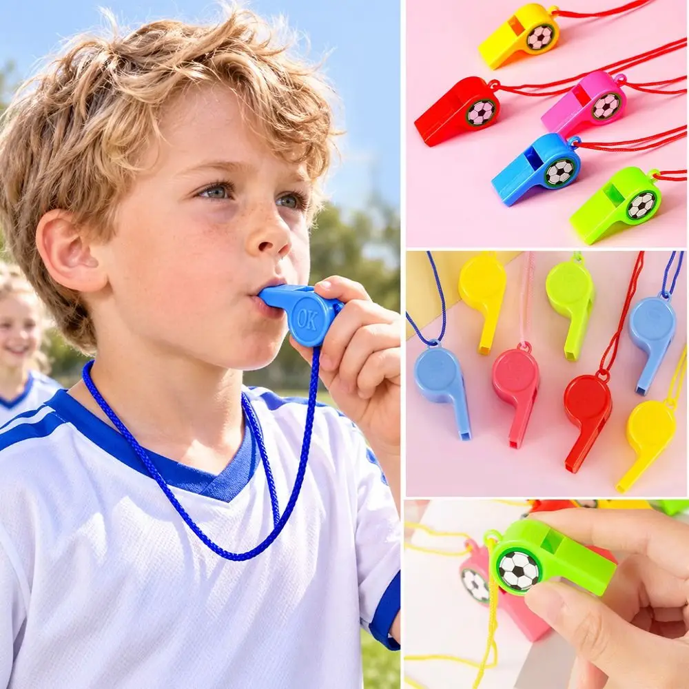 10Pcs New with Rope Football Whistle Random Color 2 Styles Cheerleader Cheering Props Whistle Coach Whistle Boys Girls