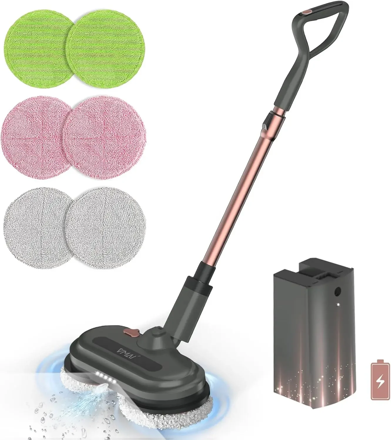 Electric Mops for Floor Cleaning,Electric Spin Mop with LED Headlight/Water Spray/Mop