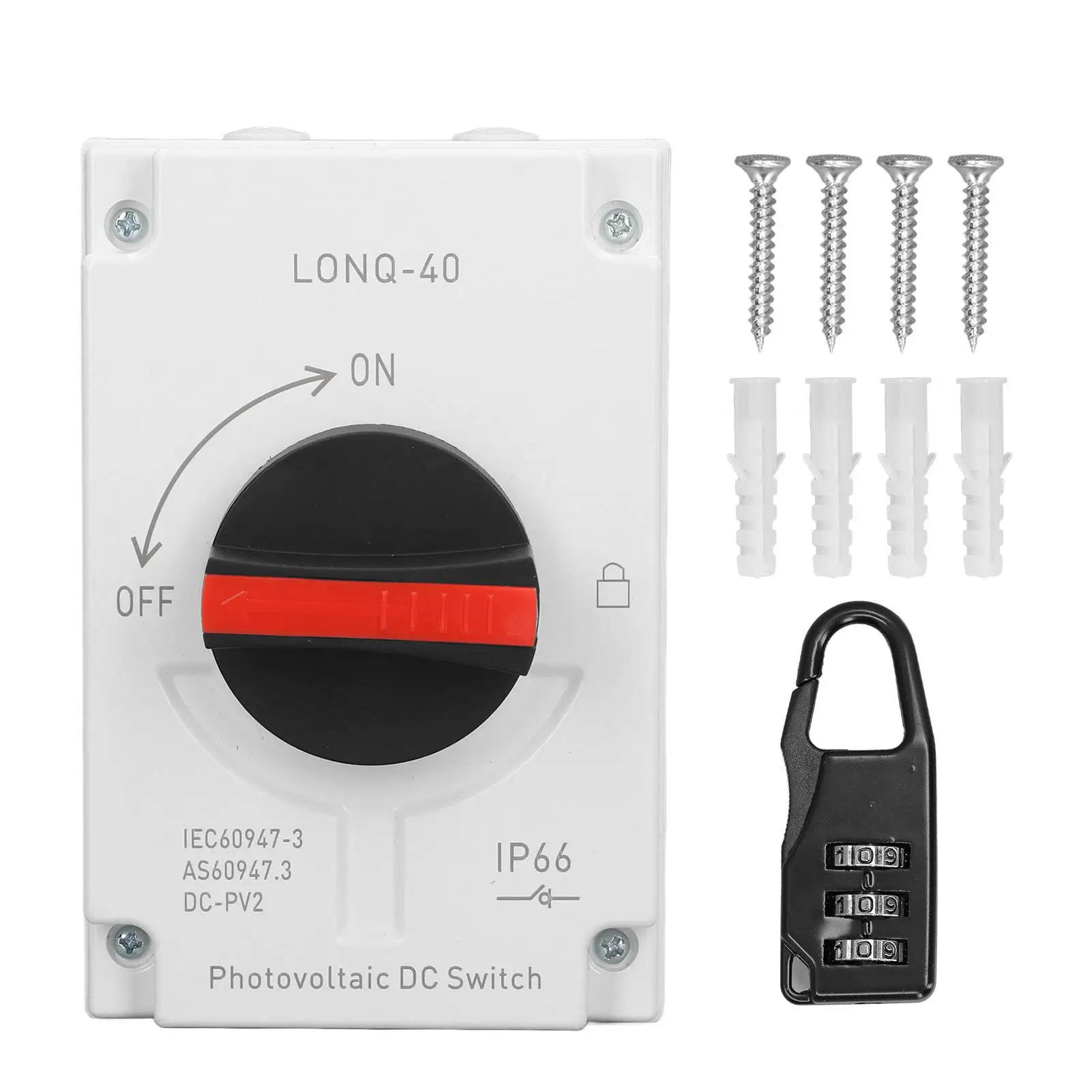 

Waterproof Solar Disconnect Switch Mount IP66 DC Isolator 32A PC for rv Acid Alkali Resistant DC1000V