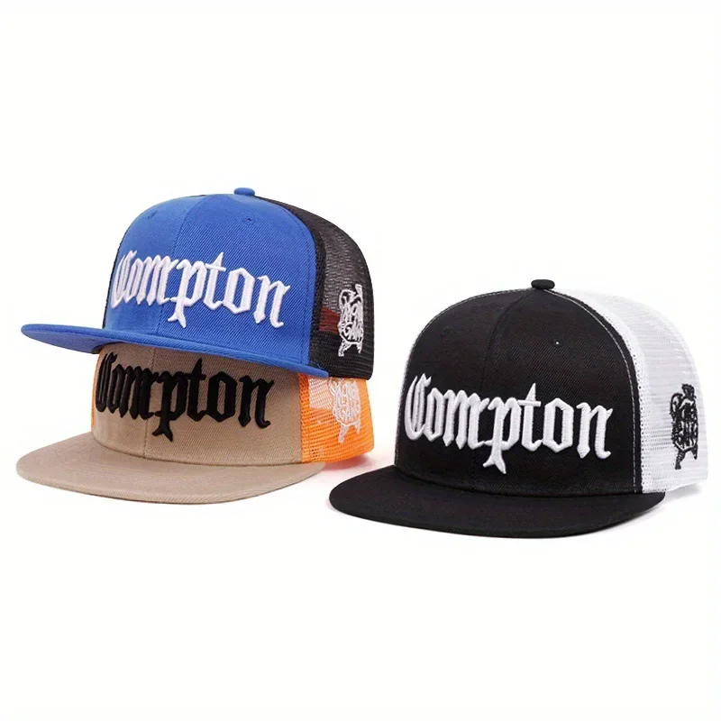 

Compton Hip Hop Caps For Men Summer Mesh Hat Breathable Flap Brim Baseball Cap Women