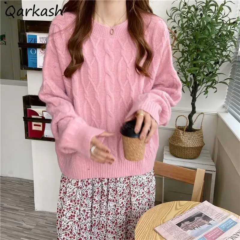 Pullovers Women Clothes Fashion Solid Harajuku O-neck Soft Knitting Streetwear Ladies Lovely S-3XL Aesthetic Spring Sweaters Ins