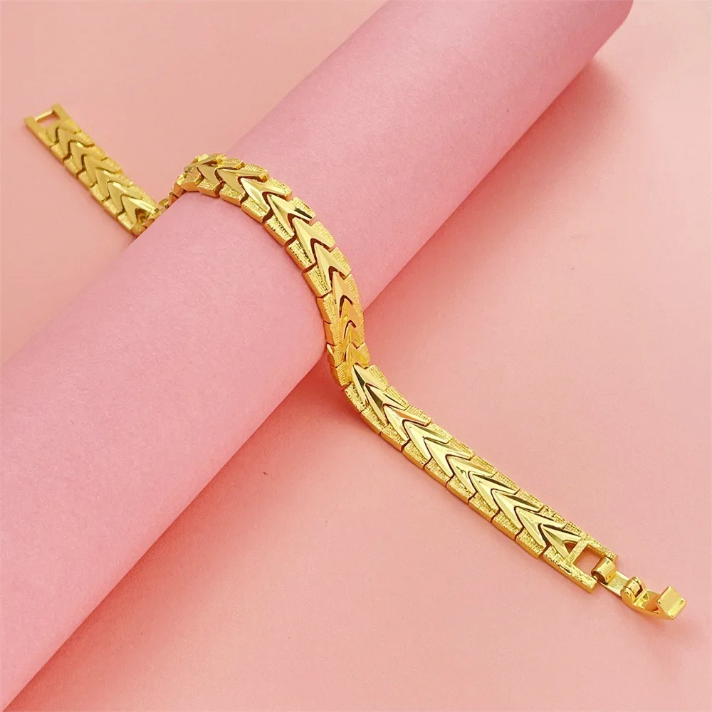

Luxury 24K 9999 Pure Gold real gold Bracelet Car Lace 8mm Bracelet