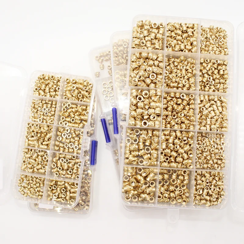 M2 M2.5 M3 M4 M5 M6 M8 Brass Heat Insert Nut Kit Hot Melt Knurled Thread Heat Injection Molding Embedment Copper Nut of 3D Print
