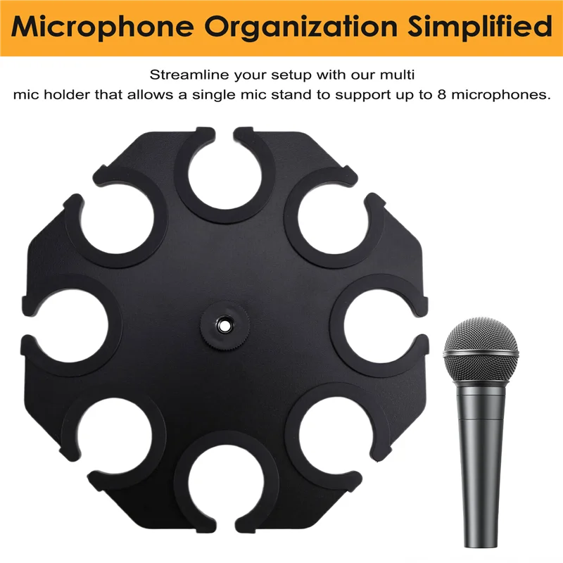 

A37Q-Multi Mic Holder For Wired And Wireless Mics, Organizes Up To 8 Mics, Black