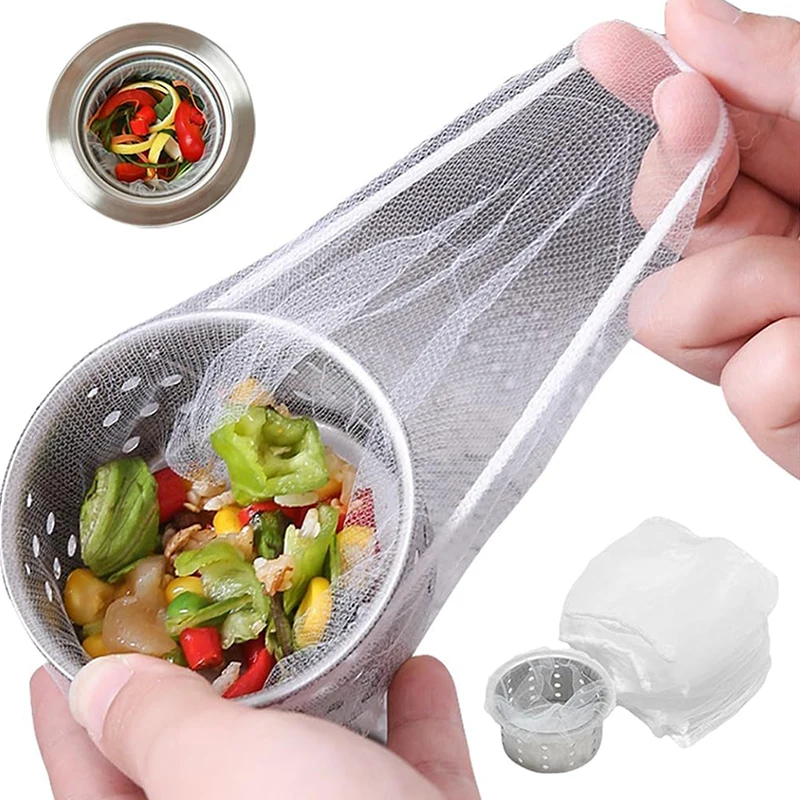 100Pcs Disposable Kitchen Sink Filter Mesh Sewer Garbage Filter Meal Residue Pool Mesh Bag Drainage Screen Sink Garbage Net