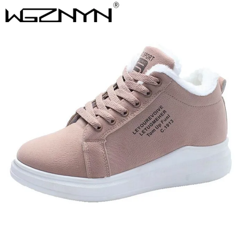 Scarpe invernali da donna all\'aperto Pelliccia calda Peluche Scarpe casual da donna Stringate Sneakers moda Zapatillas Mujer Stivali da neve con