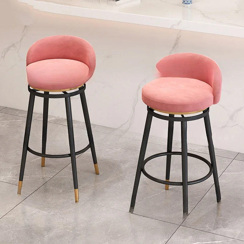 

Metal Swivel Bar Chair Pink Counter Barstool Metal Table Kitchen Bar Stool Modern Nordic Cadeira Giratoria Restaurant Furniture