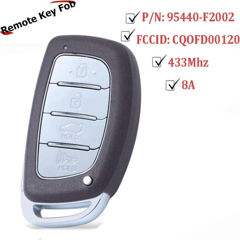 KEYECU Smart Remote Car Key Fob for Hyundai Elantra 2019 2020 95440-F2002 433.92MHz 8A Chip 4 Buttton