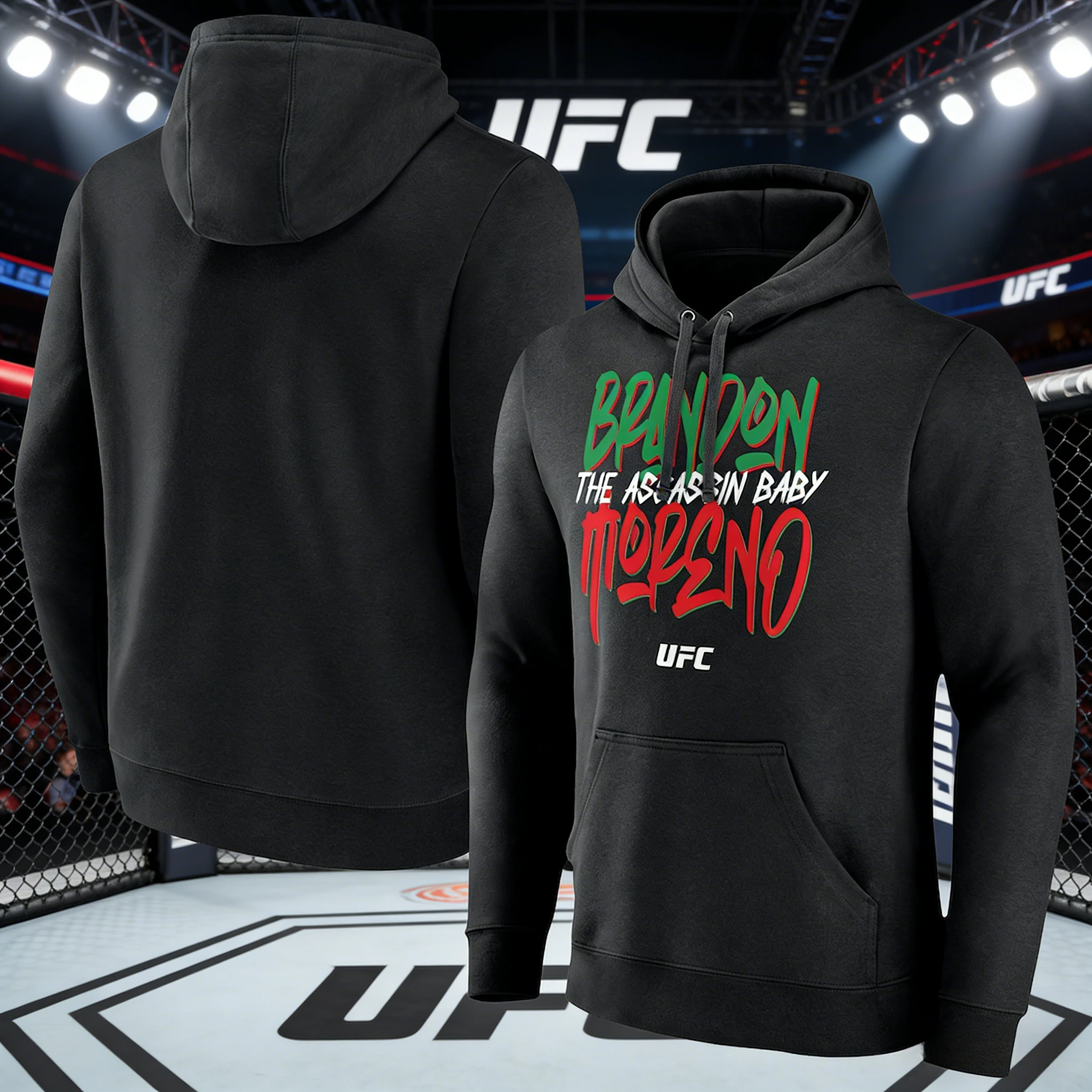 

Осень/зима 2026, UFC Brandon Moreno, боевая толстовка с рисунком, женская модная свободная повседневная хлопковая теплая толстовка, пальто унисекс