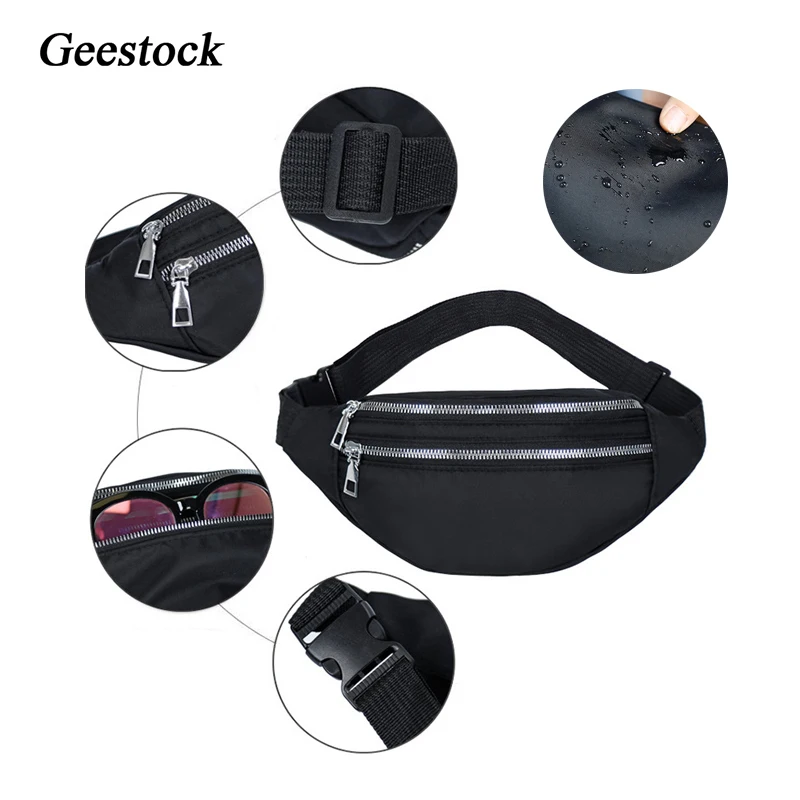 Geestock Waist Bag Nylon Fanny Packs For Women Casual Chest Bag Female Man Travel Belt Bag Sport Waist Pack Waterproof Phone Bag