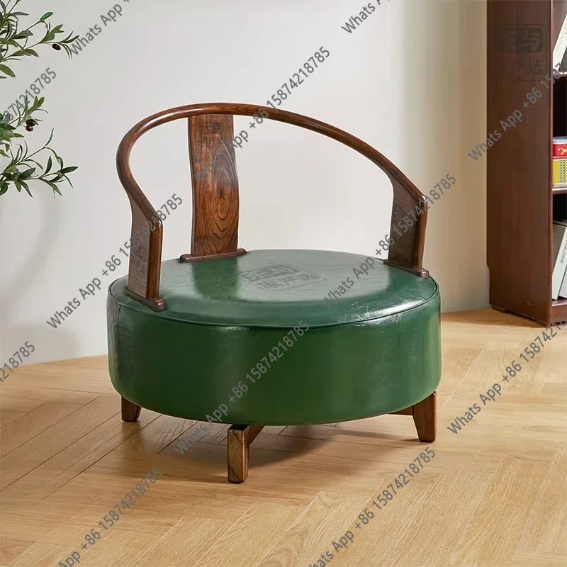 V69 Single Sofa Chair Solid Wood Revolving Armchair Casual Leather Balcony Lazy Sofa Single Chair