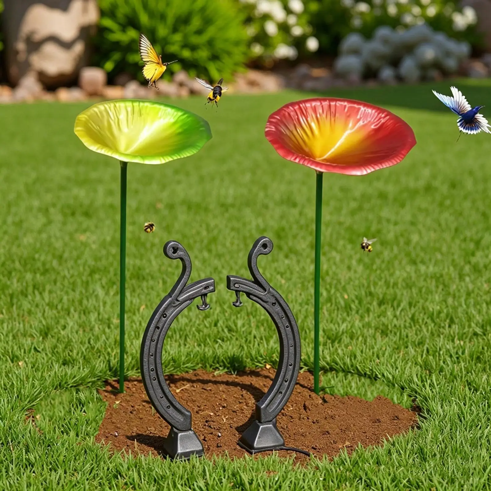 

Металлическая купальня для птиц с креплением на колышке для окна, террасы, патио, двора, балкона, перил, земли, бассейна – декор для сада