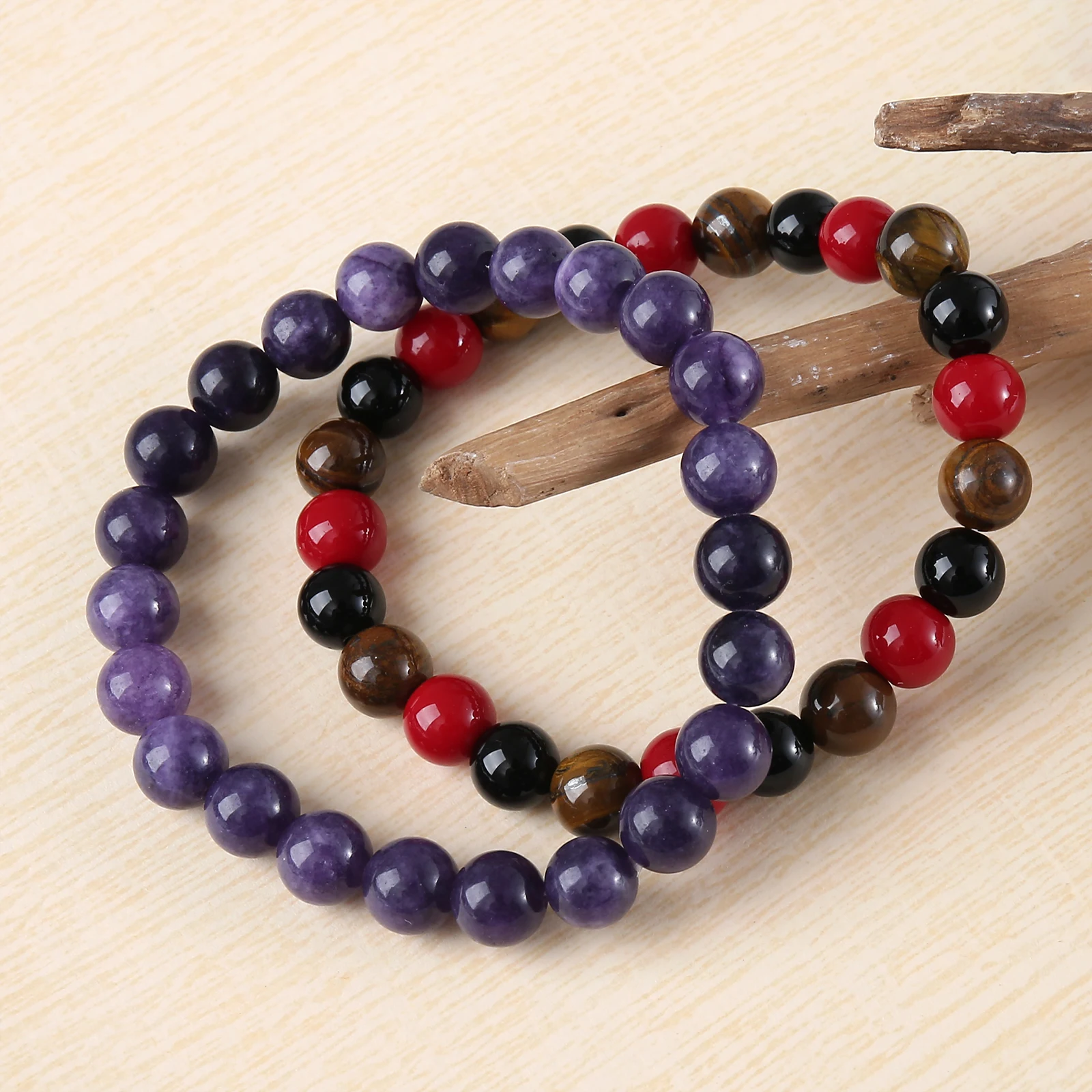 자수정 천연석 페르시 팔찌 에너지 요가 치유 스트레치 팔찌 여성용 남성용 행운을 빌어 요 피로 완화 치유 보석