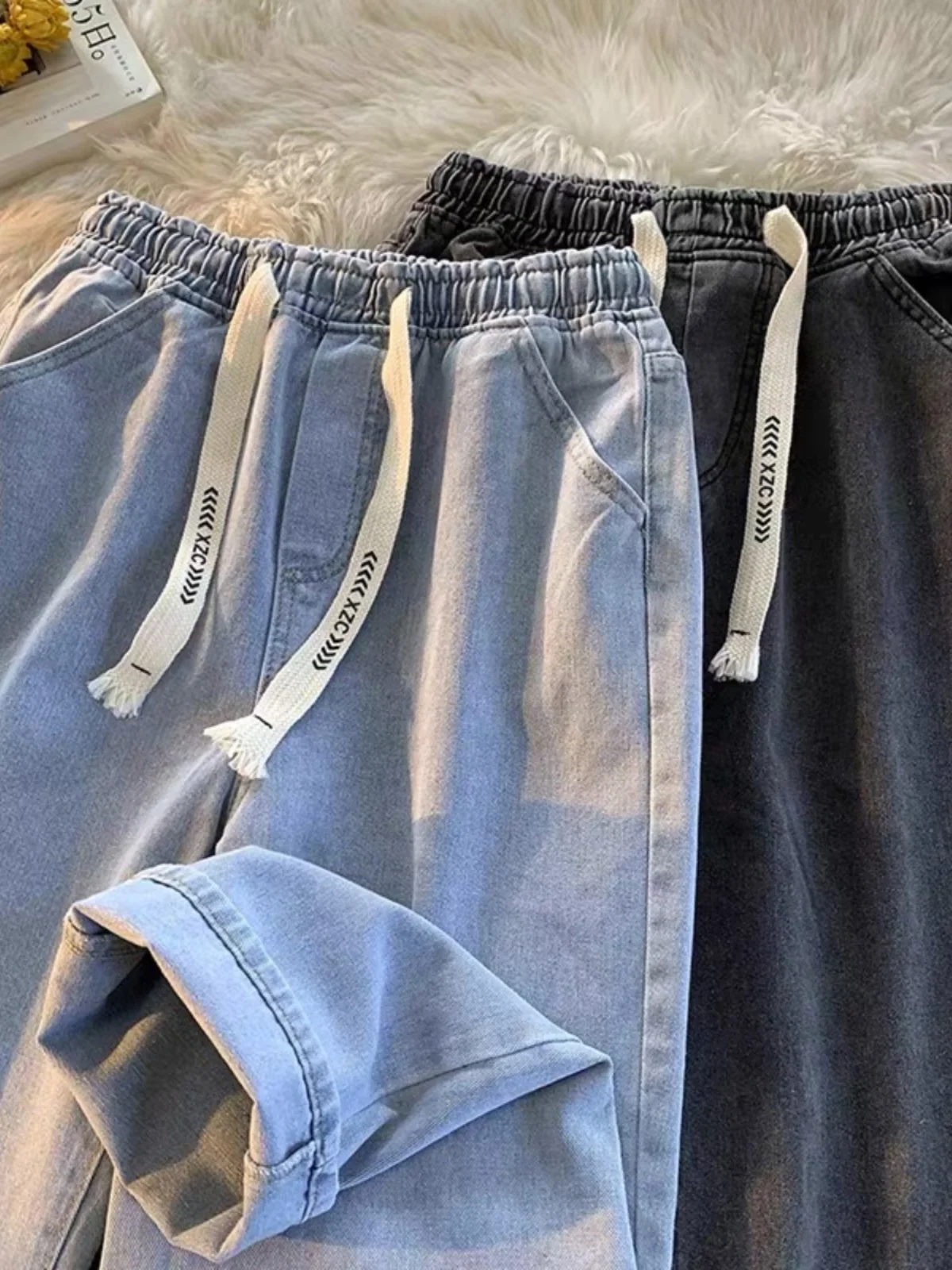 

plus Size Light Wa Denim Jeans Women's Conceal Meat Casual Straight Leg Trendy Brand Student Wide Leg Pants Ins Slim Long P...