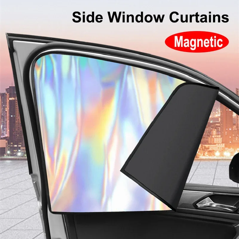 2024 Magnetic Car Side Window Curtains Sun Shade UV Reflection Sunscreen Heat Insulation Blackout Cover Anti Glare Auto Privacy